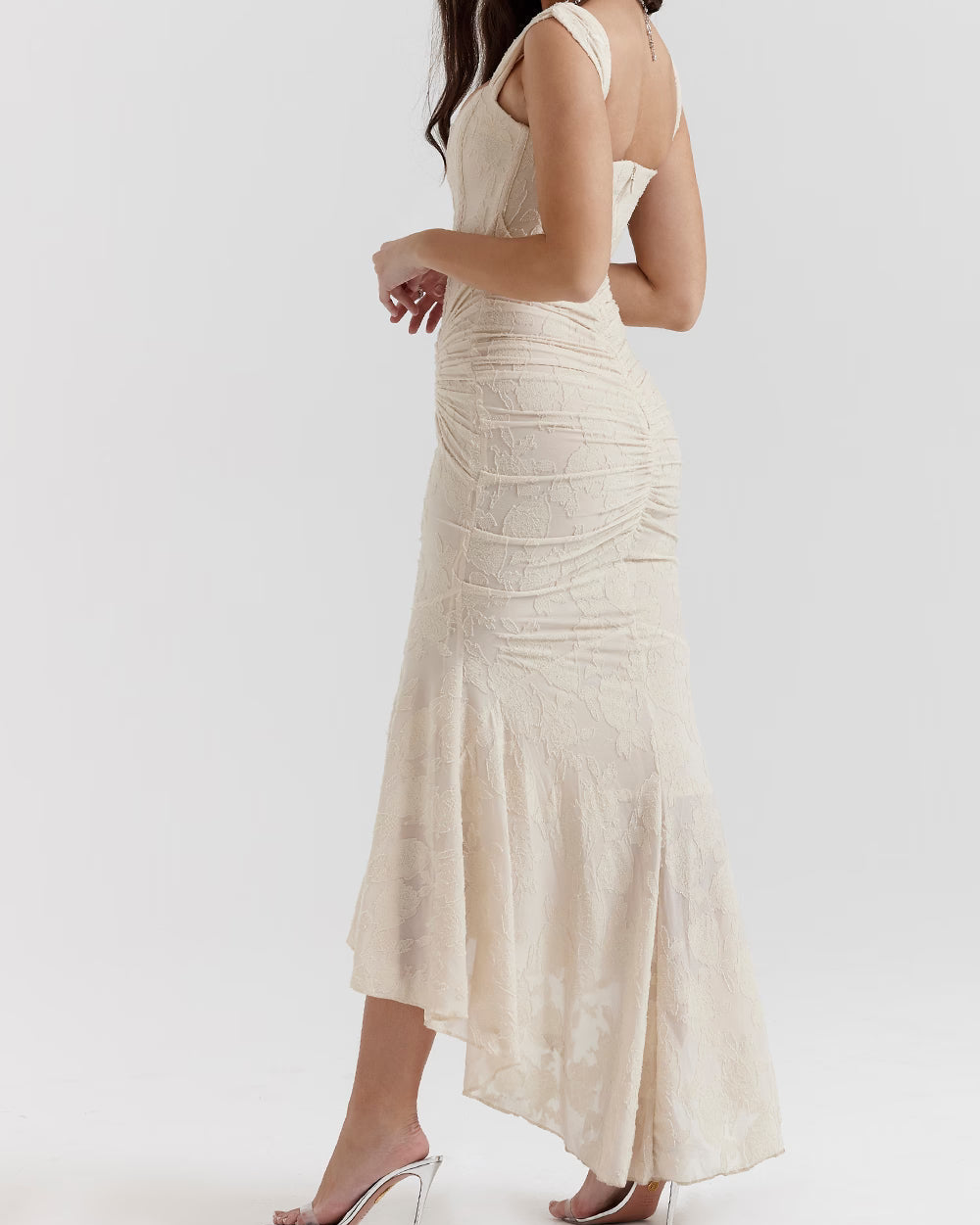 Floral Satin Evening Slip Dress