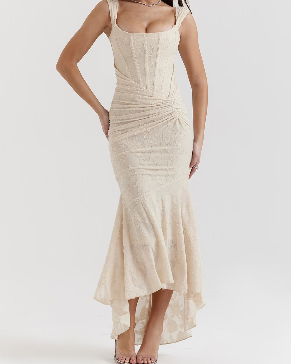Floral Satin Evening Slip Dress