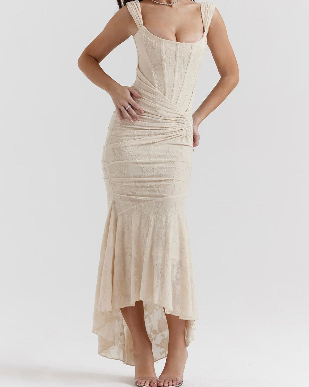 Floral Satin Evening Slip Dress