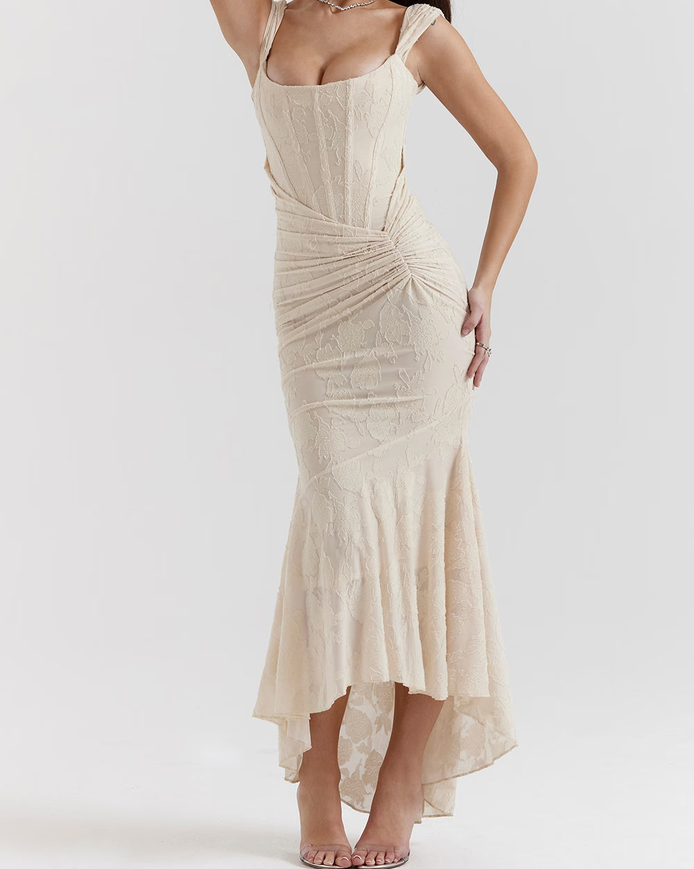 Floral Satin Evening Slip Dress