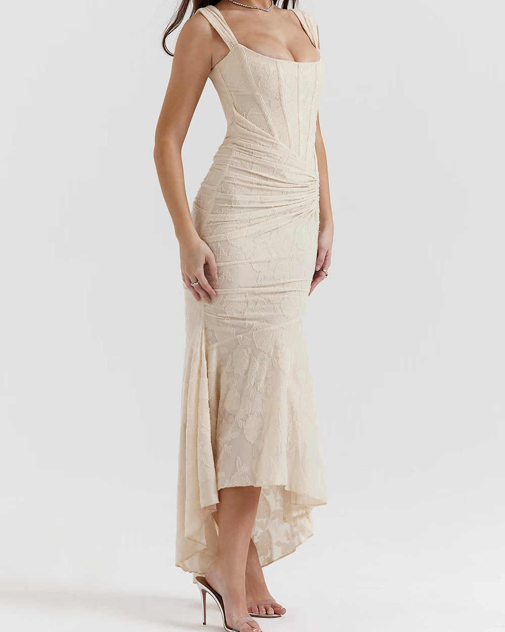 Floral Satin Evening Slip Dress
