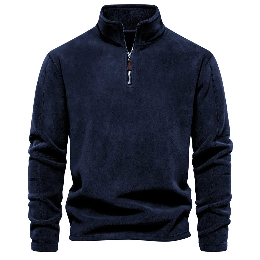 Men's long-sleeve half-zip sweatshirt with stand collar