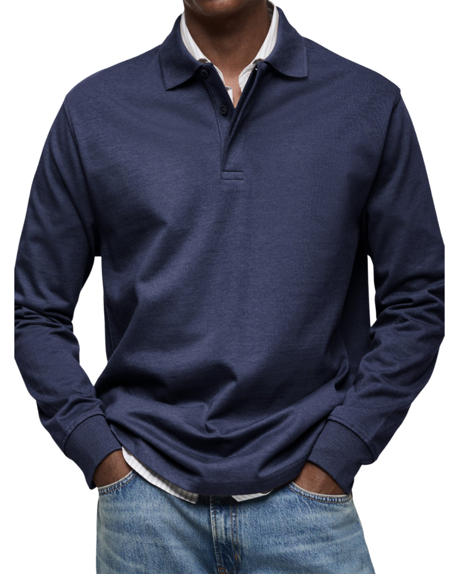 Refined Cotton Long Sleeve Polo for Men