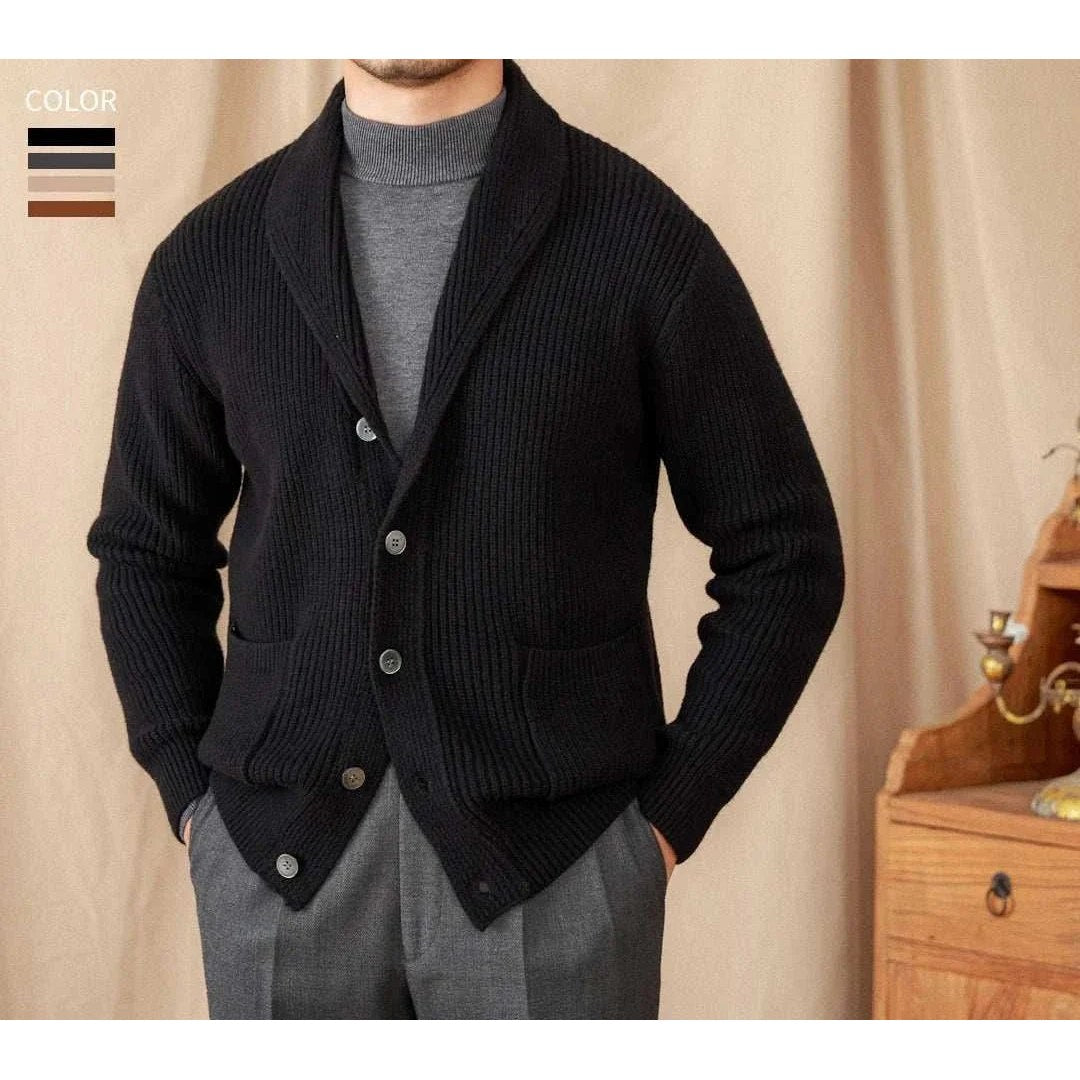 Men's classic wool-blend knit cardigan