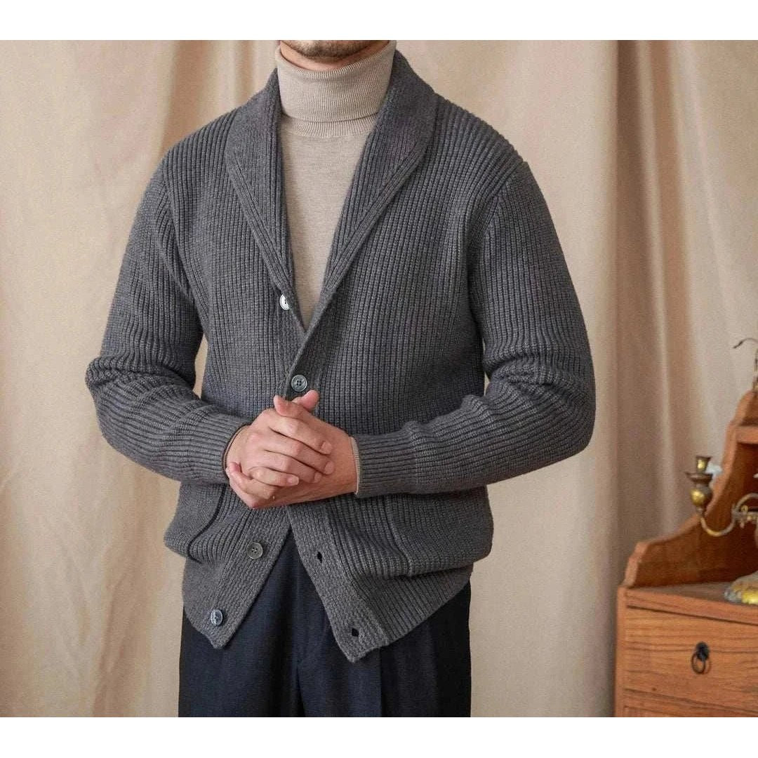 Men's classic wool-blend knit cardigan