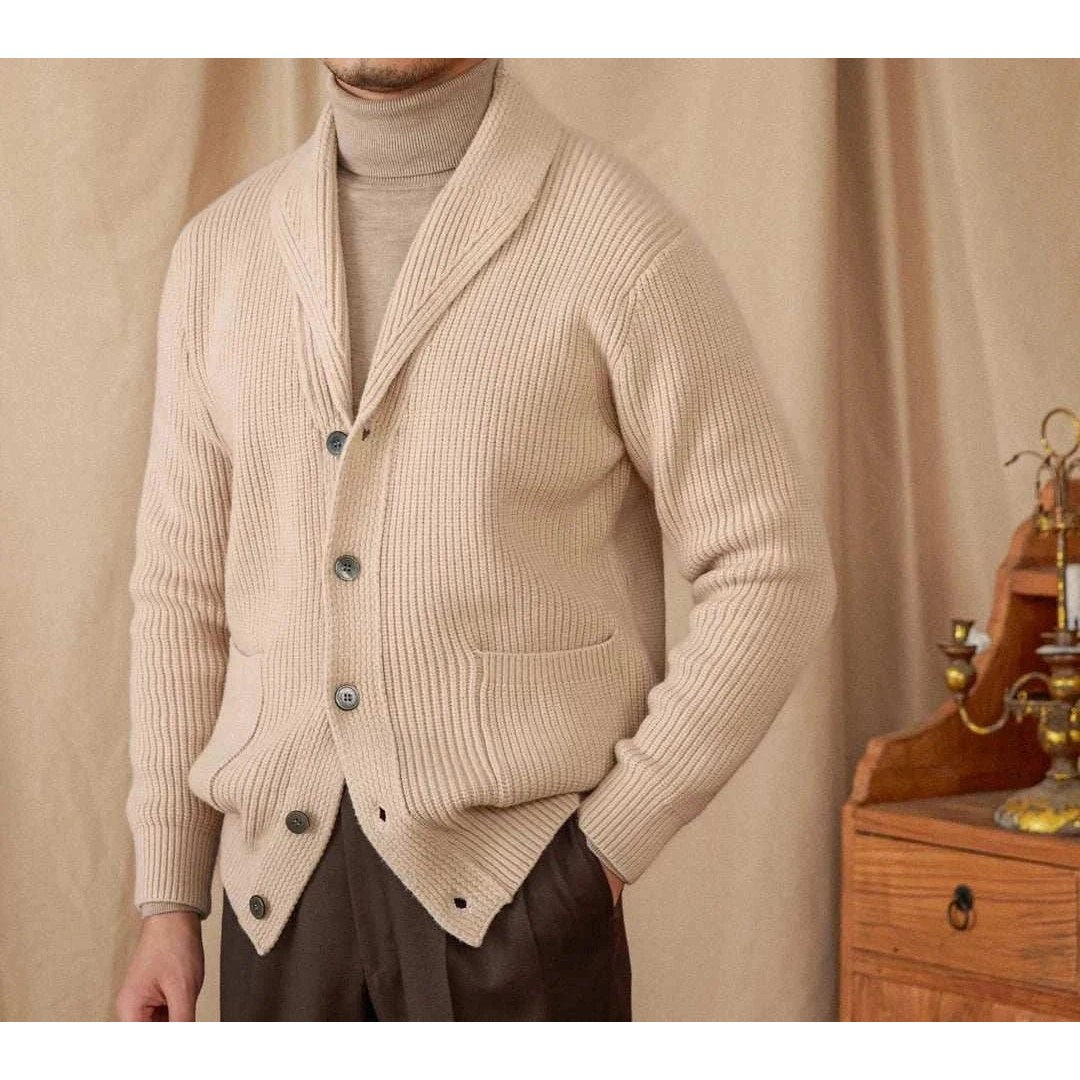 Men's classic wool-blend knit cardigan