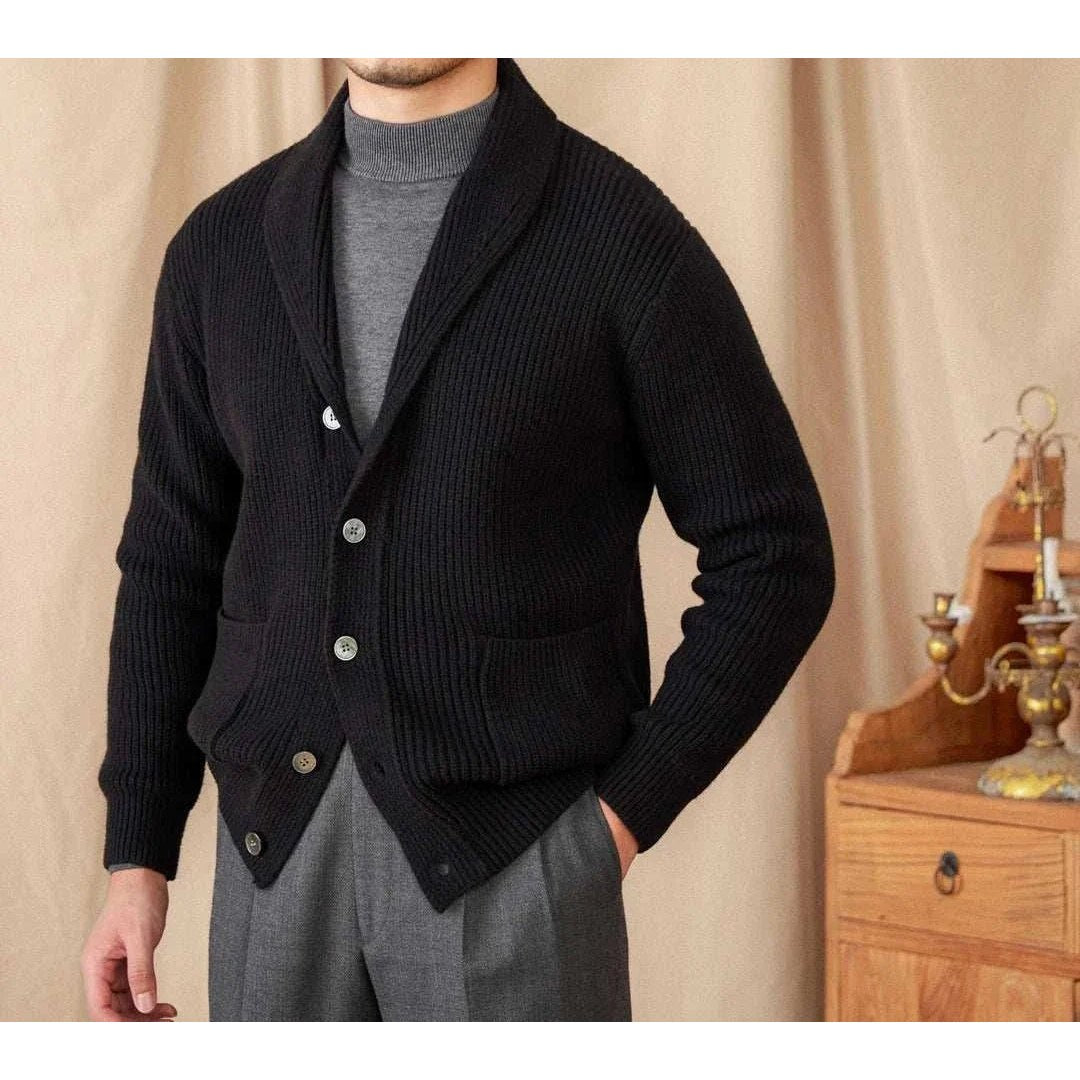 Men's classic wool-blend knit cardigan