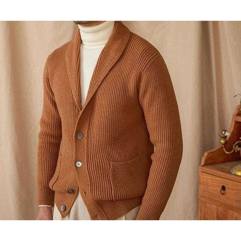 Men's classic wool-blend knit cardigan