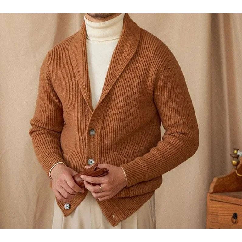 Men's classic wool-blend knit cardigan
