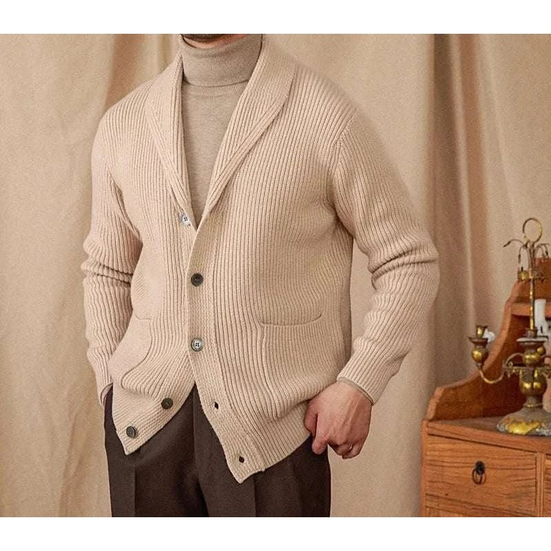 Men's classic wool-blend knit cardigan