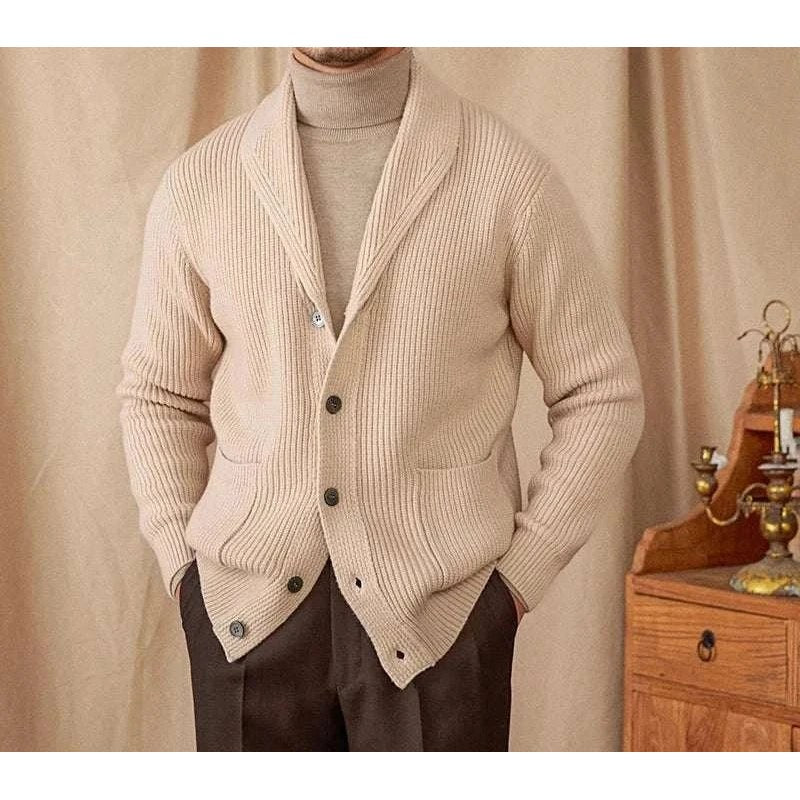 Men's classic wool-blend knit cardigan