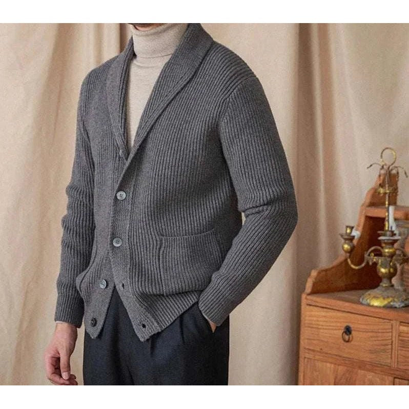 Men's classic wool-blend knit cardigan