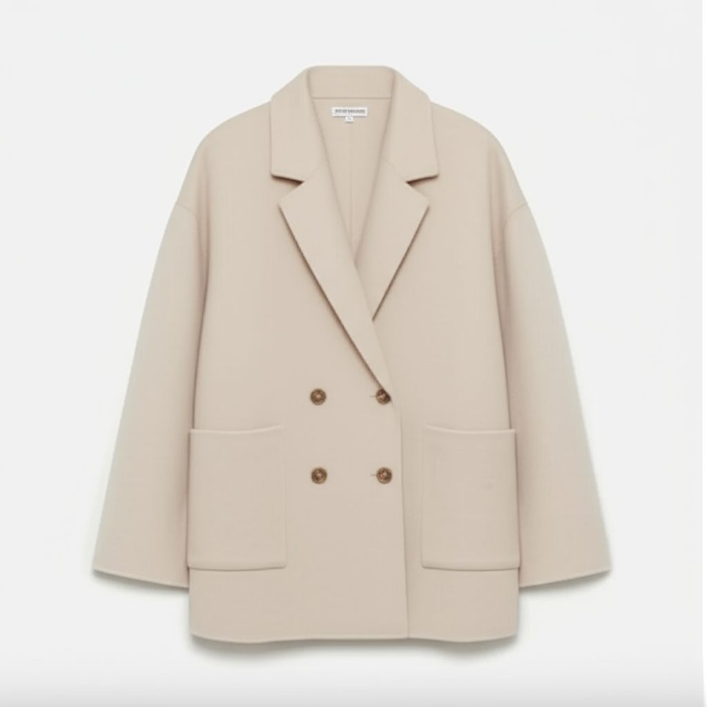 Kallos London CHIC Women's Wool Coats Loose Casual Double-Breasted Retro Double-Sided Jacket