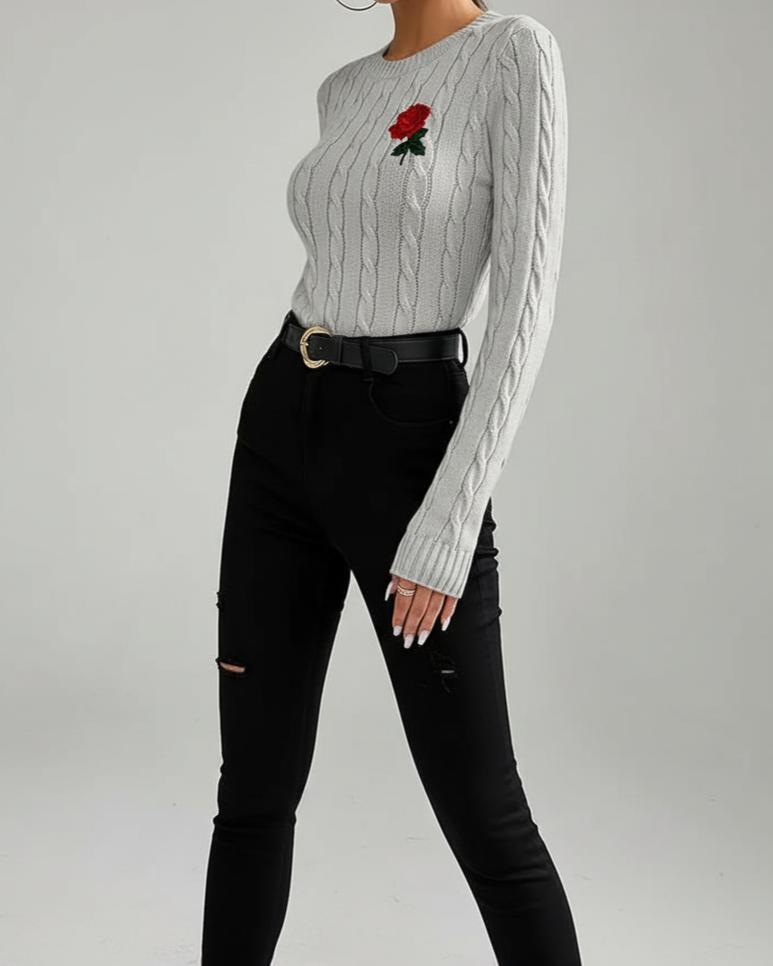 Kallos London | Vintage Cable-Knit Sweater with Embroidery