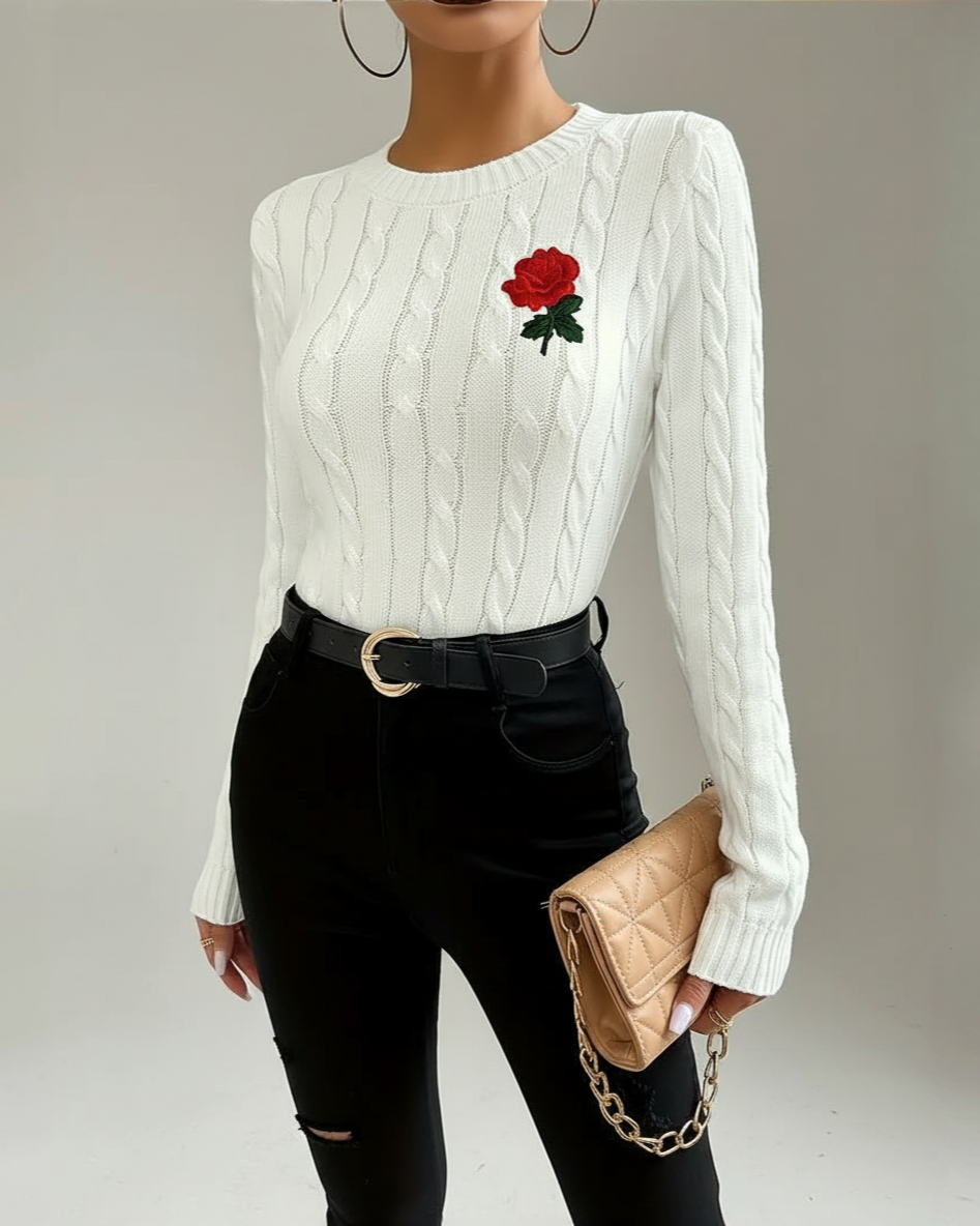 Kallos London | Vintage Cable-Knit Sweater with Embroidery