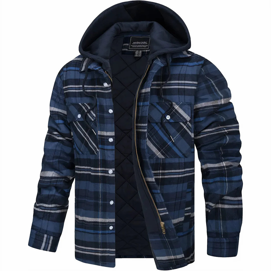 Men's full-zip wool-blend winter coat
